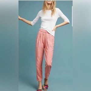 🍁Anthropology 🍁Women's Coral Pink Stripe Pant. Size S